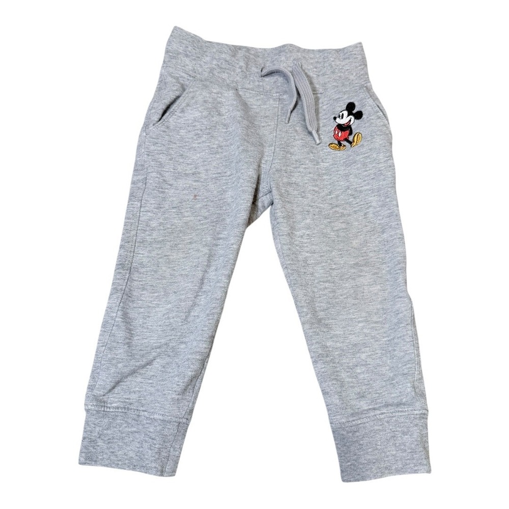 Disney Parks‎ Joggers Kids 2T Mickey Mouse Embroidered Gray Sweatpants Fleece